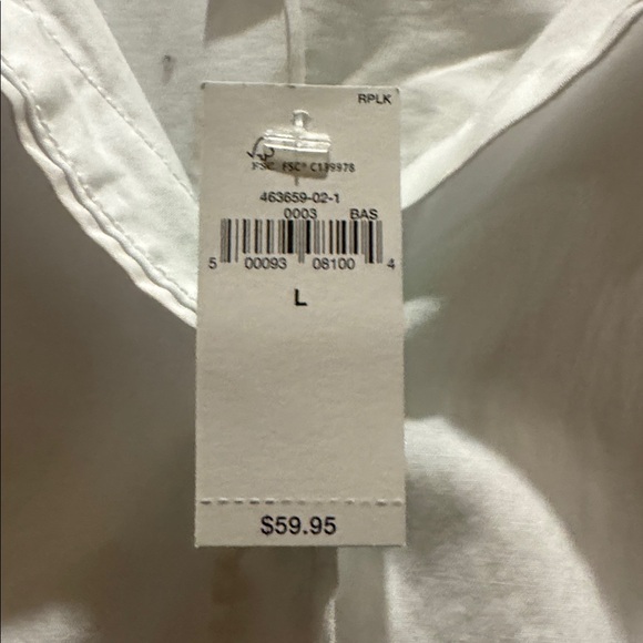 GAP Crisp White Cropped Cotton Collared Button Long Sleeve Shirt Size Large NEW - Picture 5 of 11